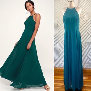 Lulu's Night of Romance Emerald Green Maxi Dress